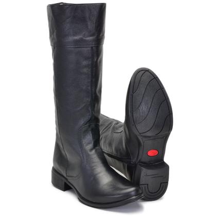 Imagem de Bota Feminina Montaria 100% Couro Bovino Legítimo Cano Alto Salto Baixo Zíper Elástico Palmilha Confortável Leve Macio