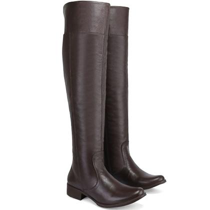 Imagem de Bota Feminina Montaria Over The Knee Cano Longo Alto Acima Joelho Salto Baixo Bico Redondo Palmilha Confortável Macia Le