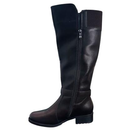 Imagem de Bota Feminina Mooncity Cano Alto Longo Ziper Rasteira Macia