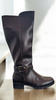 Imagem de Bota Feminina Mooncity Cano Alto Longo Ziper Rasteira Macia