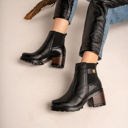 Imagem de Bota Feminina Pegada chelsea CB Couro Preto - 2813