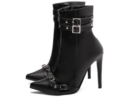 Imagem de Bota Feminina Preta Elegante com Fivela Salto Conforto