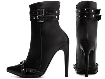 Imagem de Bota Feminina Preta Elegante com Fivela Salto Conforto