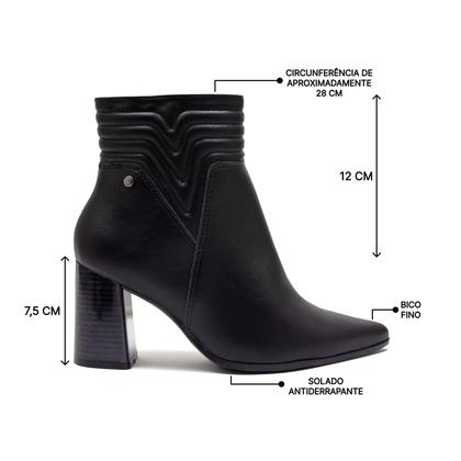 Imagem de Bota Feminina Ramarim Cano Curto Bico Fino Salto Grosso Moda 23-58123