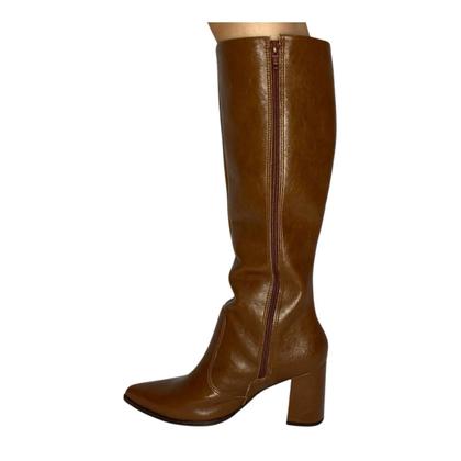 Imagem de Bota Feminina Ramarim Salto Alto Cano Longo Napa Shine Plus Capuccino