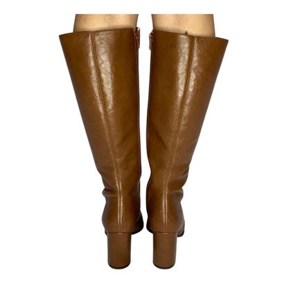 Imagem de Bota Feminina Ramarim Salto Alto Cano Longo Napa Shine Plus Capuccino