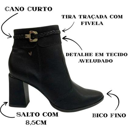 Imagem de Bota Feminina Salto Alto Camurça Mississipi - Preto 