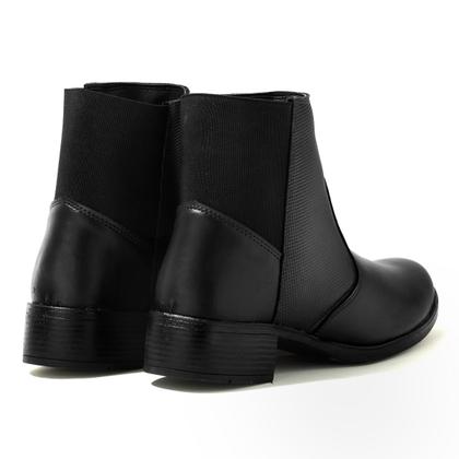 Imagem de Bota Feminina Salto Grosso Trabalho Confortável Macia Leve Preta Marrom Bico Redondo Elástico Modelo 6021