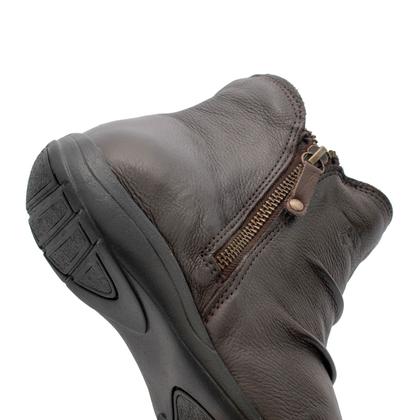 Imagem de Bota Feminina Sola Baixa Coturno Couro Legítimo Marrom