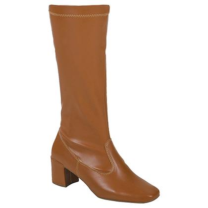 Imagem de Bota Feminina Stretch Cano Alto Bico Quadrado Salto Grosso Cor:PretoTamanho:38