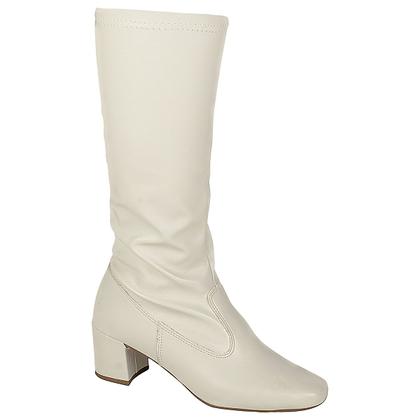Imagem de Bota Feminina Stretch Cano Alto Bico Quadrado Salto Grosso Cor:PretoTamanho:38