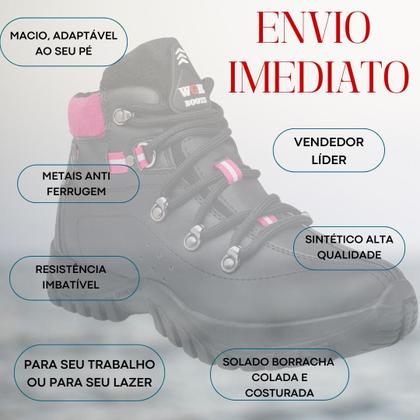 Imagem de Bota Feminina Trabalho Segurança Antiderrapante Confortável