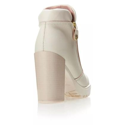 Imagem de Bota Feminina Zíper Salto Alto Tratorado Moleca Off White