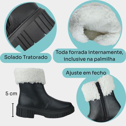 Imagem de Bota Forrada com Lã Feminina Pilar Tratorada Firezzi