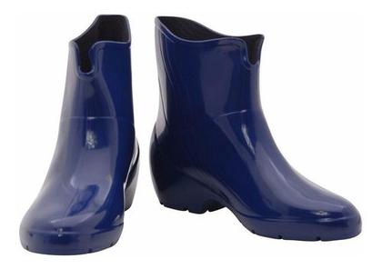 Imagem de Bota Galocha Borracha Feminina Cano Curto Azul Pvc N 35