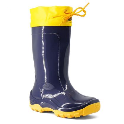 Imagem de Bota Galocha Infantil Impermeável Leve Kid Azul Amarela Com Amarra