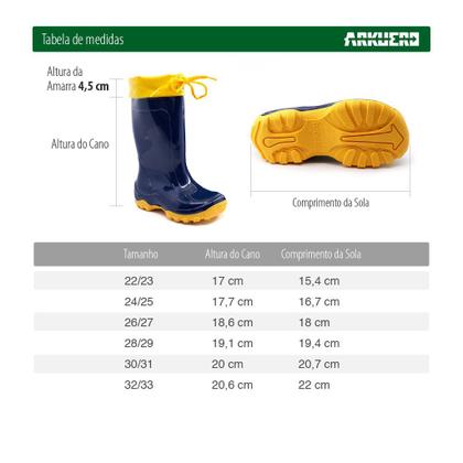 Imagem de Bota Galocha Infantil Impermeável Leve Kid Azul Amarela Com Amarra