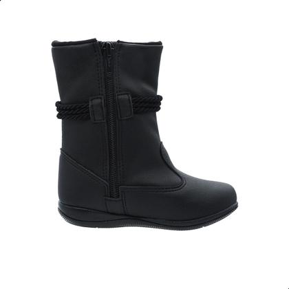 Imagem de Bota Infantil Feminino Menina Botinha Com Pingente Dourado e Ziper - Preto 80.001-002