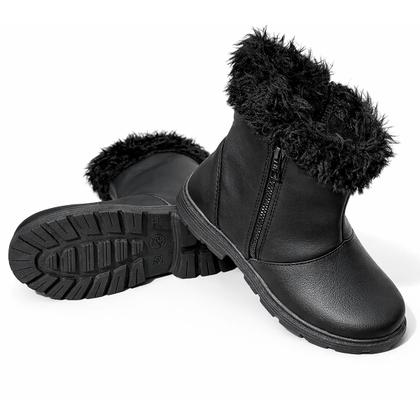 Imagem de Bota Infantil Menina Coturno Feminino com Pelinho Quentinho Cano Alto Inverno