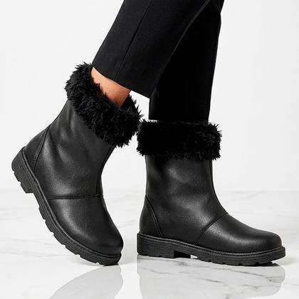 Imagem de Bota Infantil Menina Coturno Feminino com Pelinho Quentinho Cano Alto Inverno