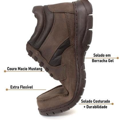 Imagem de Bota Masculina Anatomic Gel Couro com Cadarço Elástico