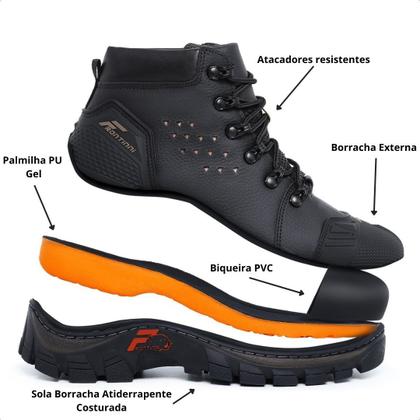 Imagem de Bota Masculina Bico Pvc Coturno Trabalho Botina Segurança