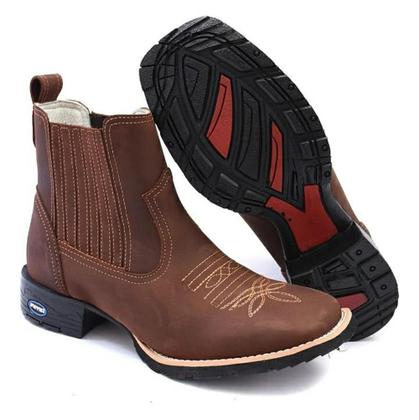 Bota Masculina Cano Curto Botina Country Em Couro Bordada - Carrero Boots Imagem de Bota Masculina Cano Curto Botina Country Em Couro Bordada