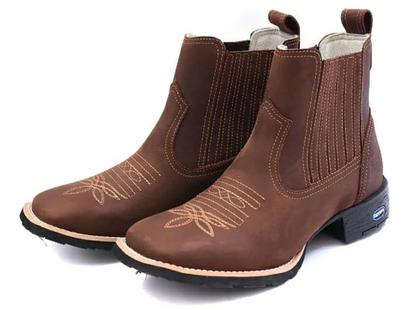 Bota Masculina Cano Curto Botina Country Em Couro Bordada - Carrero Boots Imagem de Bota Masculina Cano Curto Botina Country Em Couro Bordada