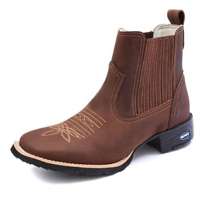 Bota Masculina Cano Curto Botina Country Em Couro Bordada - Carrero Boots Imagem de Bota Masculina Cano Curto Botina Country Em Couro Bordada