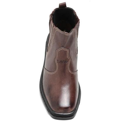 Imagem de Bota Masculina Cano Curto Country Couro Confortavel Elástico Café