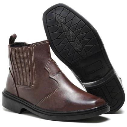 Imagem de Bota Masculina Cano Curto Country Couro Confortavel Elástico Café