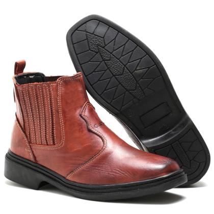 Imagem de Bota Masculina Cano Curto Country Couro Confortavel Elástico Café