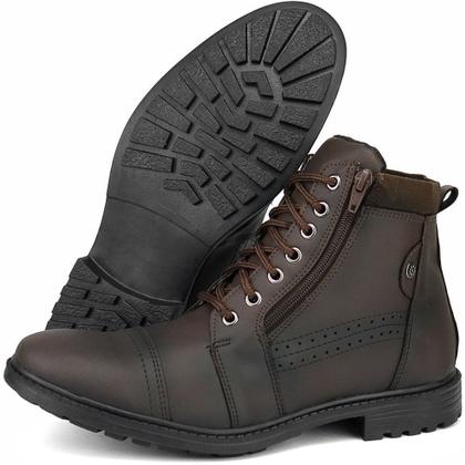 Imagem de Bota Masculina Casual Cano Curto Cadarço + Relógio Kit Marrom