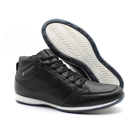 Imagem de Bota Masculina Casual em Couro com Elástico e Ziper Lateral NE-1008