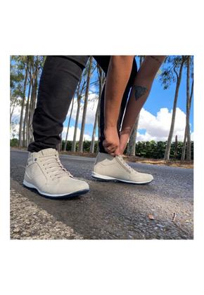 Imagem de Bota Masculina Casual em Couro com Elástico e Ziper Lateral NE-1008 Off-White