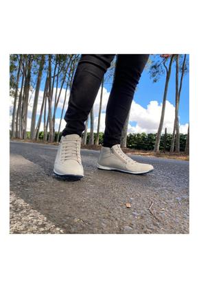 Imagem de Bota Masculina Casual em Couro com Elástico e Ziper Lateral NE-1008 Off-White