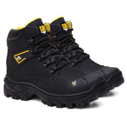 Bota Masculina Cat Priime Segurança Em Couro Biqueira Em Pvc Com