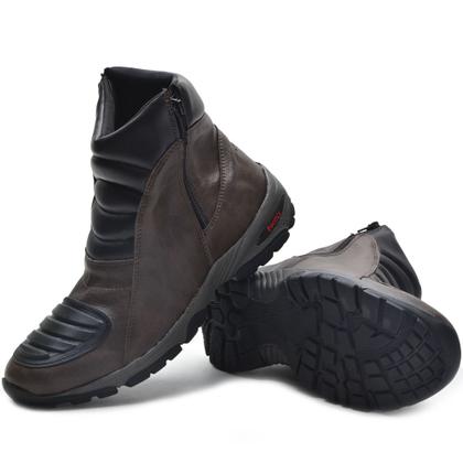 Imagem de Bota Masculina Com Zíper Lateral Confortável Resistente Motociclista Trilha Com Biqueira Protetora