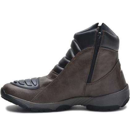 Imagem de Bota Masculina Com Zíper Lateral Confortável Resistente Motociclista Trilha Com Biqueira Protetora