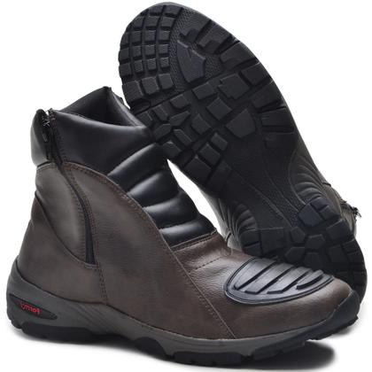 Imagem de Bota Masculina Com Zíper Lateral Confortável Resistente Motociclista Trilha Com Biqueira Protetora