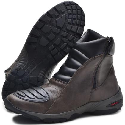 Imagem de Bota Masculina Com Zíper Lateral Confortável Resistente Motociclista Trilha Com Biqueira Protetora