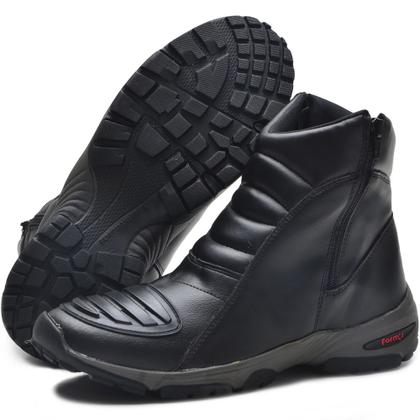 Imagem de Bota Masculina Com Zíper Lateral Confortável Resistente Motociclista Trilha Com Biqueira Protetora