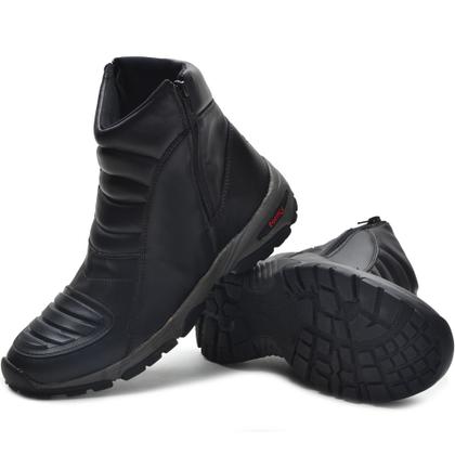 Imagem de Bota Masculina Com Zíper Lateral Confortável Resistente Motociclista Trilha Com Biqueira Protetora