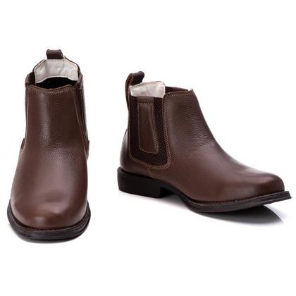 Imagem de Bota Masculina Couro Cano Curto Lisa Elástico Confortável