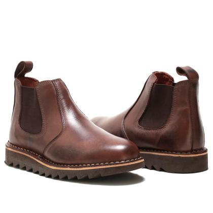 Imagem de Bota Masculina Couro Tratorado Cano Curto Elástico Conforto