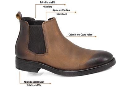 Imagem de Bota Masculina Democrata Garage Dust Chelsea Couro Confortável Elástico