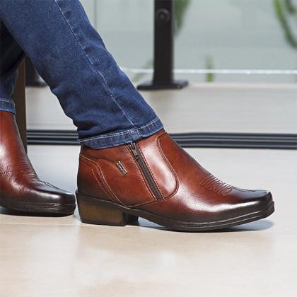 Imagem de Bota Masculina Em Couro Estilo Country Kéffor Cor Mogno