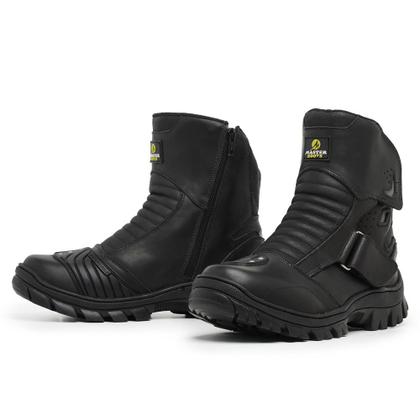Imagem de Bota Masculina Motociclista Original Em Couro Legitimo Preto
