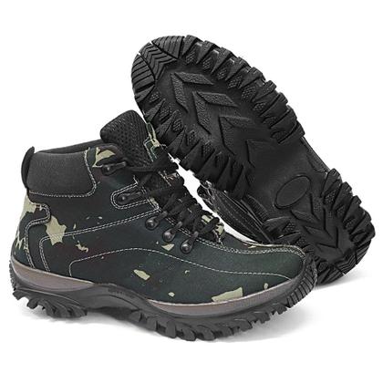 Imagem de Bota Masculina Segurança Confortável Coturno  Resistente Leve Militar Camuflado