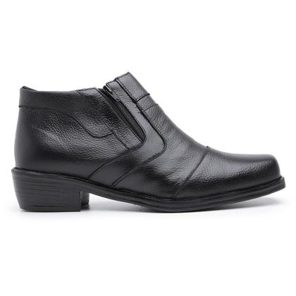 Imagem de Bota Masculina Social Couro Legítimo Bico Quadrado Cano Curto Confortável